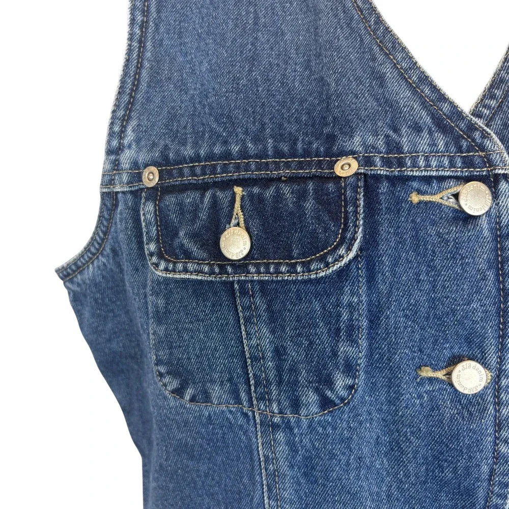 St Johns Bay Womens Denim‎ Button Front Vest Western Rodeo Americana Size Medium